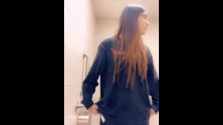 Petite Teen Sex Cam Babe Stripping In Public Restroom